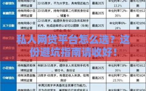 私人网贷平台怎么选？这份避坑指南请收好！