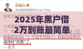 2025年黑户借2万到账最简单方法？过来人教你3招避坑攻略