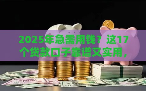 2025年急需用钱？这17个贷款口子靠谱又实用，手把手教你避坑！