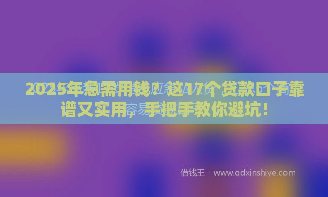 2025年急需用钱？这17个贷款口子靠谱又实用，手把手教你避坑！