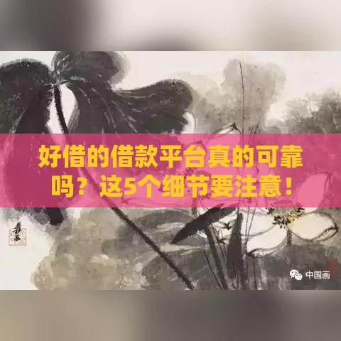 好借的借款平台真的可靠吗？这5个细节要注意！