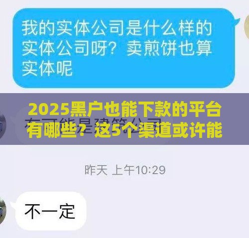 2025黑户也能下款的平台有哪些？这5个渠道或许能帮到你！