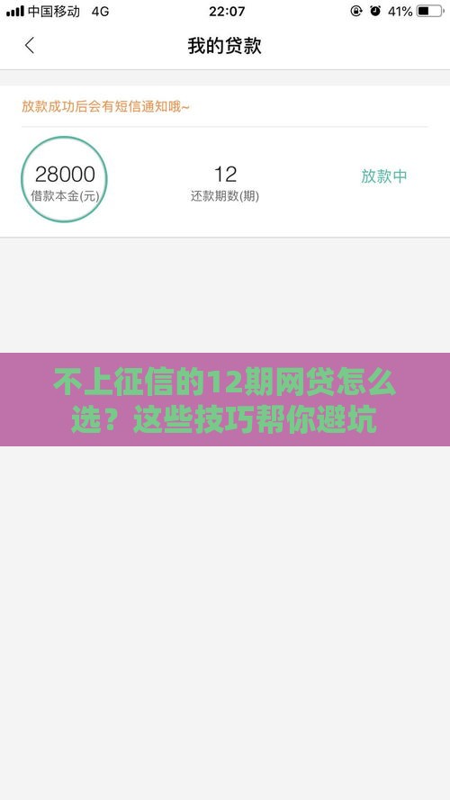 不上征信的12期网贷怎么选？这些技巧帮你避坑