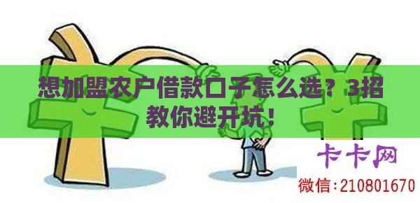 想加盟农户借款口子怎么选？3招教你避开坑！