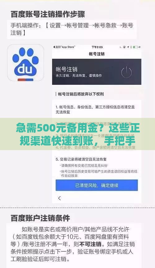急需500元备用金？这些正规渠道快速到账，手把手教你避坑！