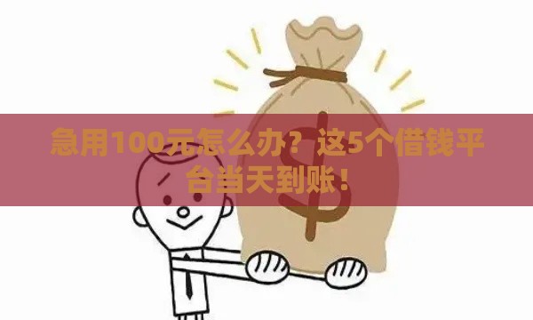 急用100元怎么办？这5个借钱平台当天到账！