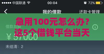 急用100元怎么办？这5个借钱平台当天到账！