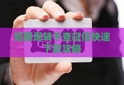 短期周转不查征信快速下款攻略