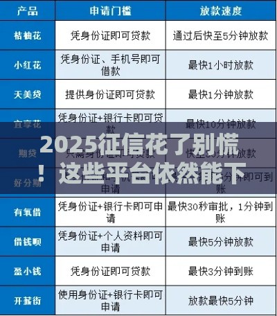 2025征信花了别慌！这些平台依然能下款