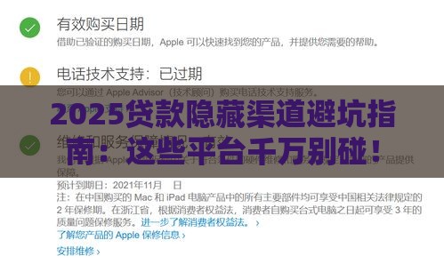 2025贷款隐藏渠道避坑指南：这些平台千万别碰！