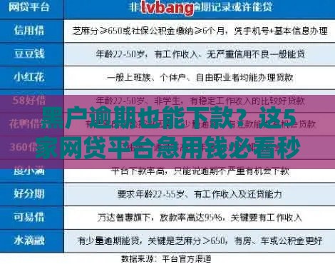 黑户逾期也能下款？这5家网贷平台急用钱必看秒过审