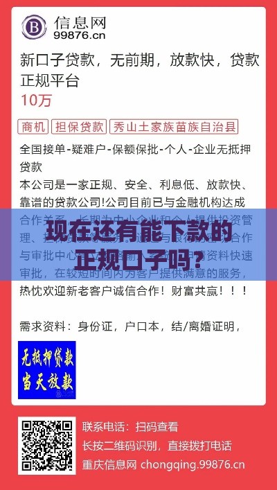 现在还有能下款的正规口子吗？