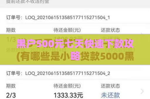黑户500元七天快速下款攻略