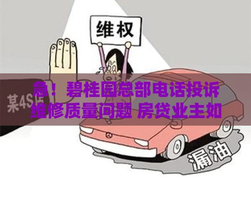 急！碧桂园总部电话投诉维修质量问题 房贷业主如何维权？