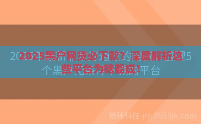 2025黑户网贷必下款？深度解析这些平台为啥能成！