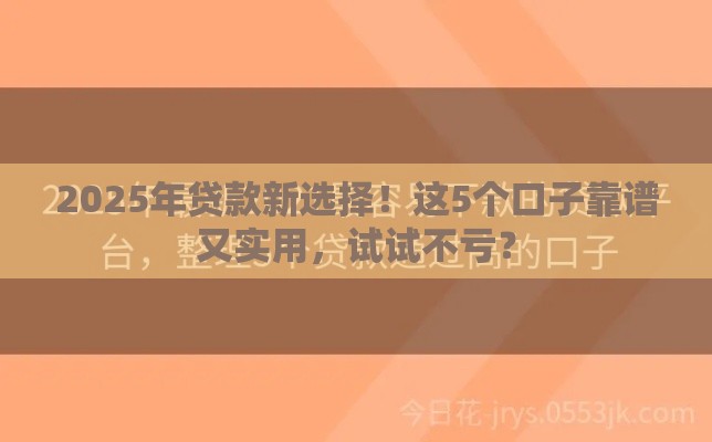 2025年贷款新选择！这5个口子靠谱又实用，试试不亏？