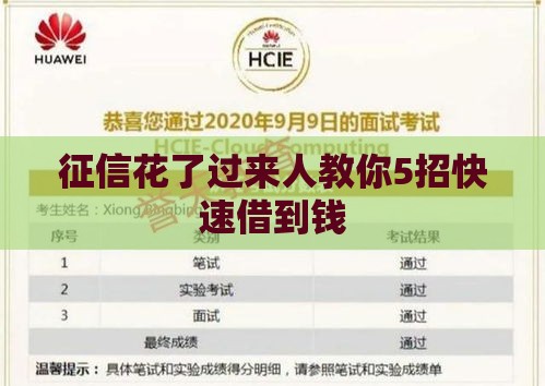 征信花了过来人教你5招快速借到钱