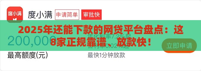 2025年还能下款的网贷平台盘点：这8家正规靠谱、放款快！