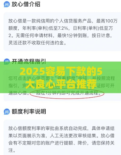 2025容易下款的5大良心平台推荐