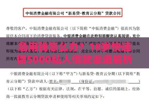 急用钱怎么办？18岁快速借5000私人借款渠道解析