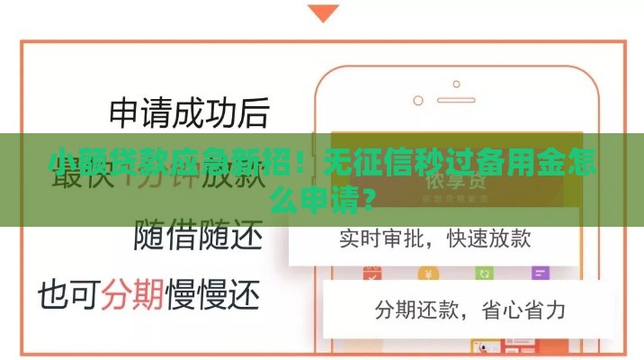 小额贷款应急新招！无征信秒过备用金怎么申请？