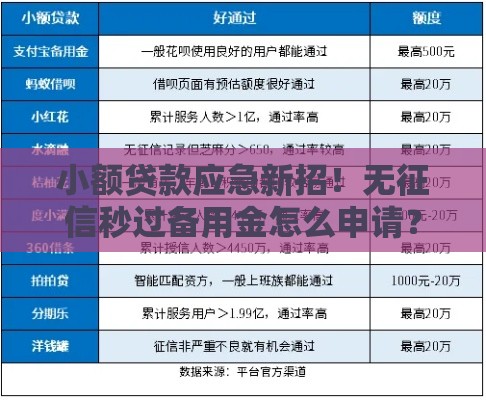 小额贷款应急新招！无征信秒过备用金怎么申请？