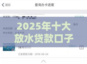 2025年十大放水贷款口子盘点：秒过、低息、黑户也能轻松下款！