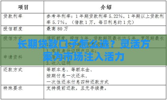 长期贷款口子怎么选？灵活方案为市场注入活力