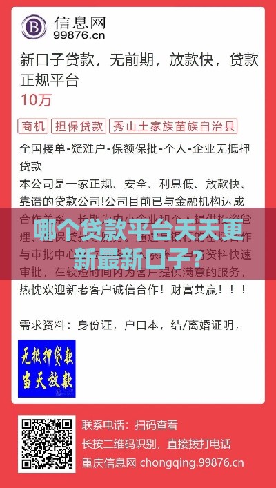 哪个贷款平台天天更新最新口子？