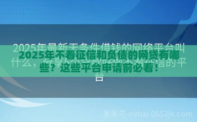 2025年不看征信和负债的网贷有哪些？这些平台申请前必看！