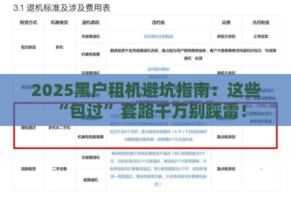 2025黑户租机避坑指南：这些“包过”套路千万别踩雷！