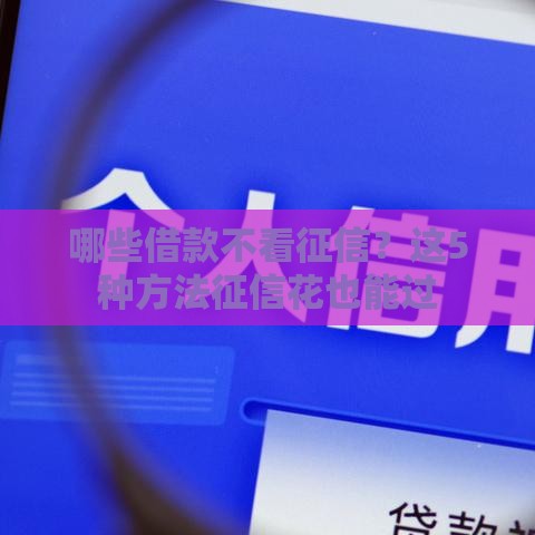 哪些借款不看征信？这5种方法征信花也能过