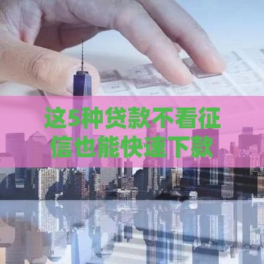 这5种贷款不看征信也能快速下款
