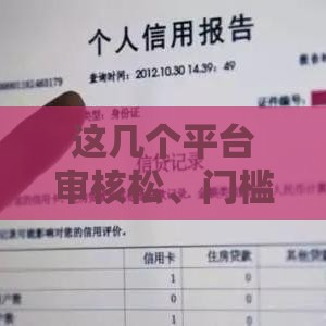 这几个平台审核松、门槛低，征信花也能试试