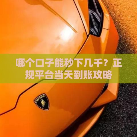 哪个口子能秒下几千？正规平台当天到账攻略