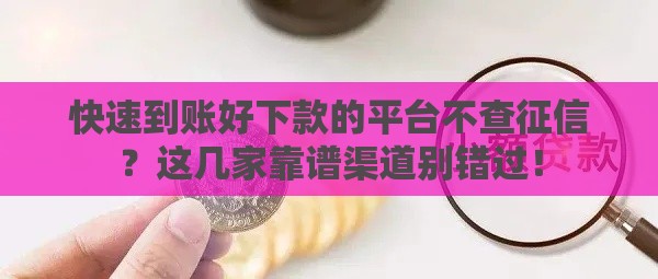 快速到账好下款的平台不查征信？这几家靠谱渠道别错过！