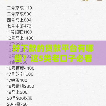 好下款的贷款平台有哪些？这5类老口子必看