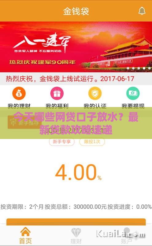 今天哪些网贷口子放水？最新贷款攻略速递