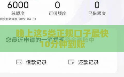 晚上这5类正规口子最快10分钟到账