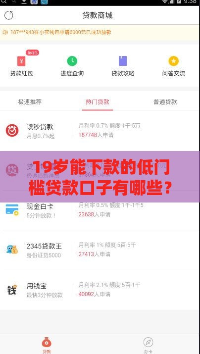 19岁能下款的低门槛贷款口子有哪些？实测推荐这5家