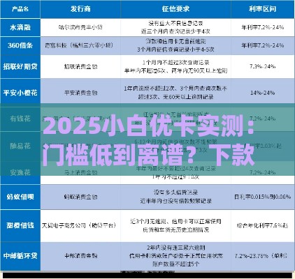2025小白优卡实测：门槛低到离谱？下款攻略全揭秘