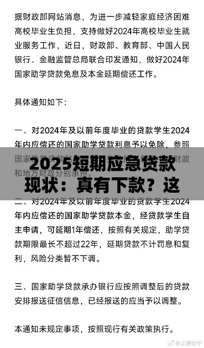 2025短期应急贷款现状：真有下款？这些避坑技巧得知道