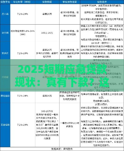 2025短期应急贷款现状：真有下款？这些避坑技巧得知道