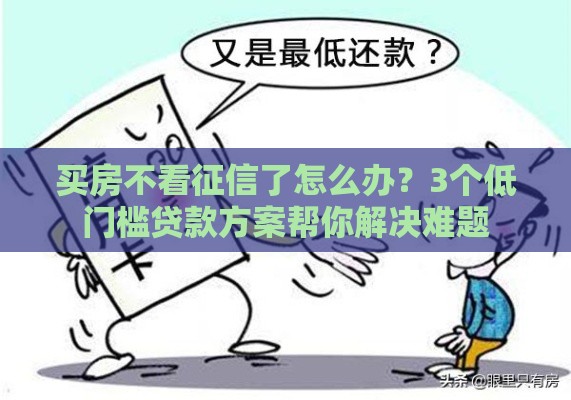 买房不看征信了怎么办？3个低门槛贷款方案帮你解决难题