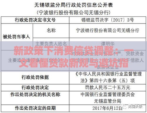 新政策下消费信贷调整：一文看懂贷款新规与避坑指南