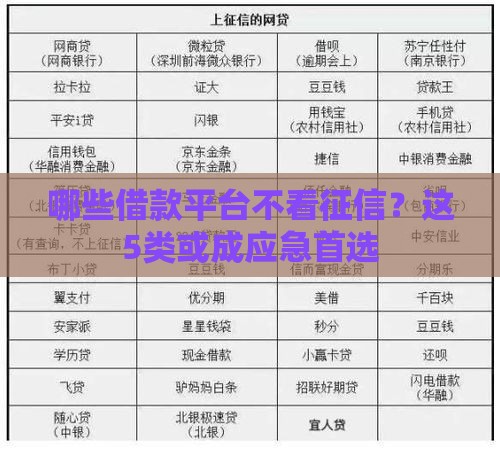 哪些借款平台不看征信？这5类或成应急首选