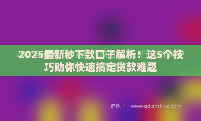 2025最新秒下款口子解析！这5个技巧助你快速搞定贷款难题