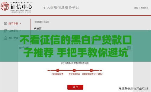 不看征信的黑白户贷款口子推荐 手把手教你避坑