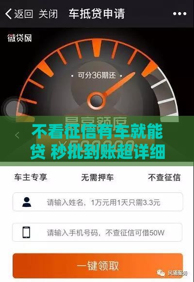 不看征信有车就能贷 秒批到账超详细攻略