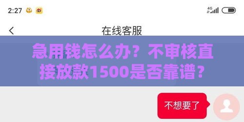 急用钱怎么办？不审核直接放款1500是否靠谱？